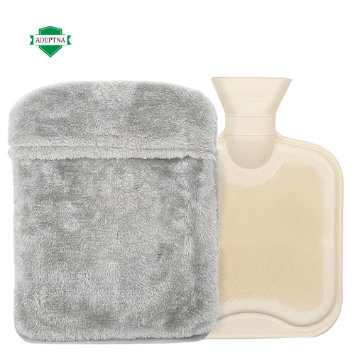ADEPTNA 2L Foot Warmer Hot Water Bottle Luxury Faux Fur Cover Cosy Foot Massaging Soothe Your Feet with Warmth and Comfort