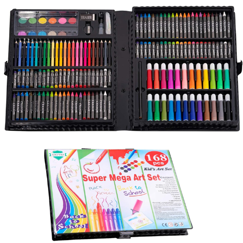 ADEPTNA 168 PCS JUMBO ARTIST SET - CHILDRENS COLOURING SET - INCLUDES A PORTABLE CARRY CASE PERFECT AS KIDS AND CHILDREN GIFT XMAS