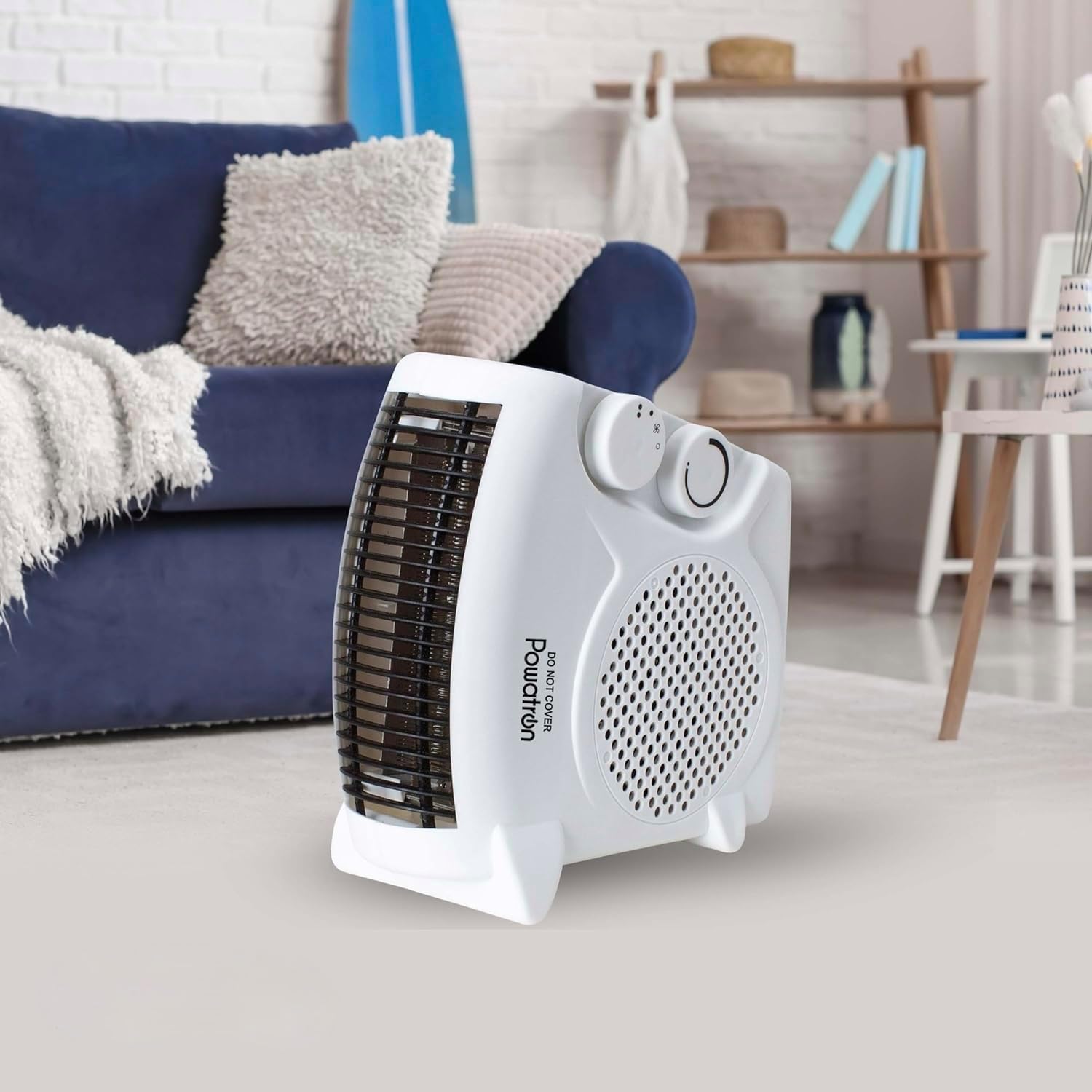ADEPTNA Energy Efficient Electric Portable Fan Heater With 2 Heat Settings 1000/2000W Free Standing Lightweight Adjustable Thermostat & Overheat Protection Portable for Home & Office