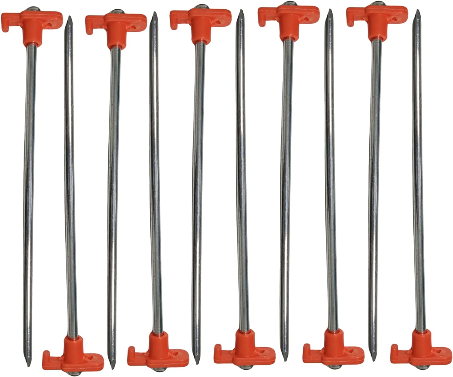 ADEPTNA Large Pack of 10 Galvanized Steel Rust Proof Tent Pegs – These Steel Hard Ground Pegs are Ideal for a Hard And Rocky Ground