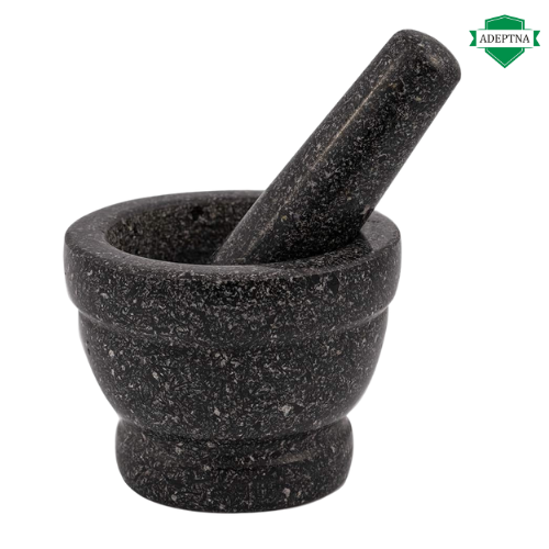 ADEPTNA Premium Solid and Durable Natural Granite Pestle and Mortar Spice Herb Seed Salt and Pepper Crusher Grinder Grinding Paste -Comfortable and Easy to use