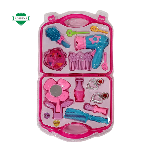 ADEPTNA 15pcs Little Girl Play Makeup Fashion Beauty Set-Pretend Salon Beauty Dress Up Toy for Kids Children and It Can Be an Ideal Xmas Birthday Gift