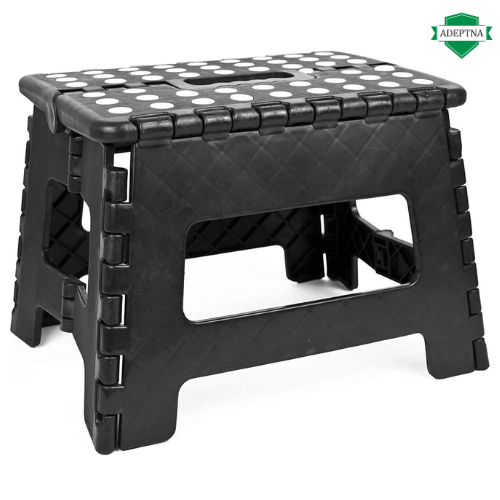 ADEPTNA Heavy Duty 22cm Plastic Folding Step Stool - Premium Compact and Lightweight Anti Slip Foldable Stool with Handles for Kids and Adults