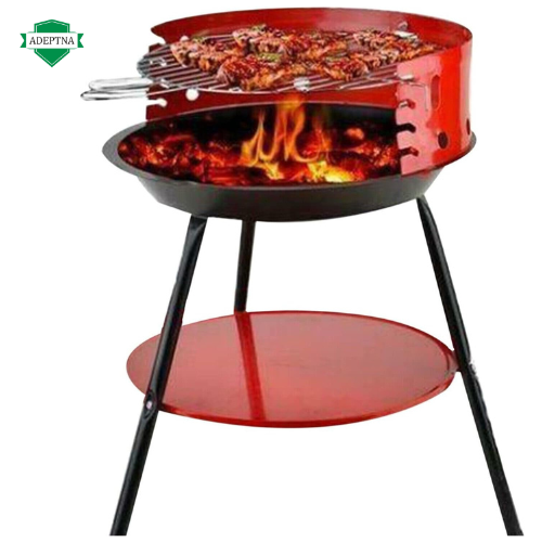 ADEPTNA 14 Inch Round BBQ Barbecue Portable Charcoal Outdoor Grill – Perfect for Summer Camping Garden Family Gathering Picnic Beach Festivals Caravanning and etc