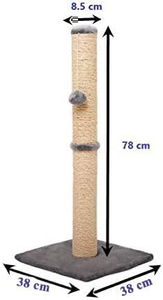 ADEPTNA Tall Large Scratching Post 78cm – Strong Natural Sisal Pole and Hard Wearing Carpet Covered Heavy Duty Base - Easy Assemble