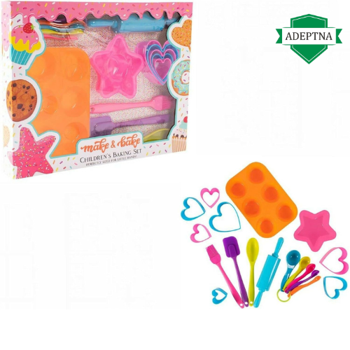 ADEPTNA 16 Piece Children Baking Set Silicone Cooking Kids Boys Girls Gift - Perfect for Keeping The Little Ones Entertained