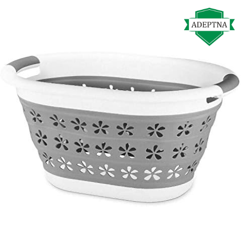 ADEPTNA NEW DURABLE COLLAPSIBLE COMPACT POP UP WASHING BASKET HOUSE WASHING CLOTH SPACE SAVING STORAGE BUCKET SIZE 50CM X 37.5CM X 27CM