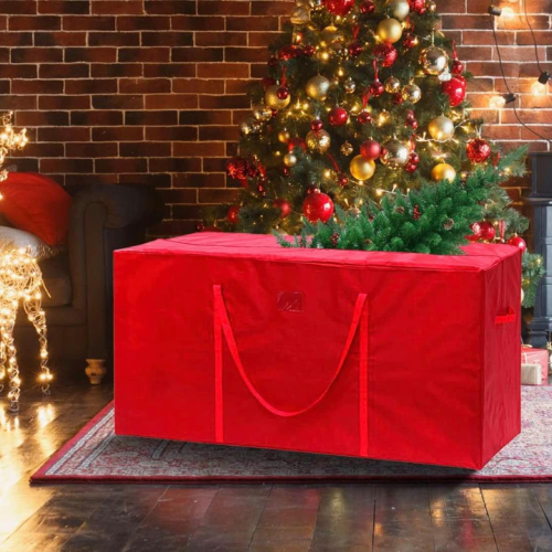 ADEPTNA Large Tear-proof Heavy duty Christmas Tree Storage Bag - Suitable Xmas Tree Up to 7ft - Double Stitched Zip Strong Carry Handles and Card Slot Design Size 129 x 48 x 63cm