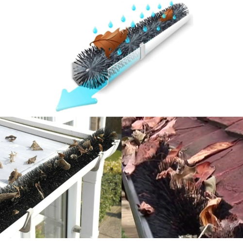 ADEPTNA 4m Gutter Guard Brush Drain Downpipe Leave Filter Cleaner Tool guttering Outdoor - Simple to fit to Prevent Drains and Gutters from Getting Clogged and Blocked