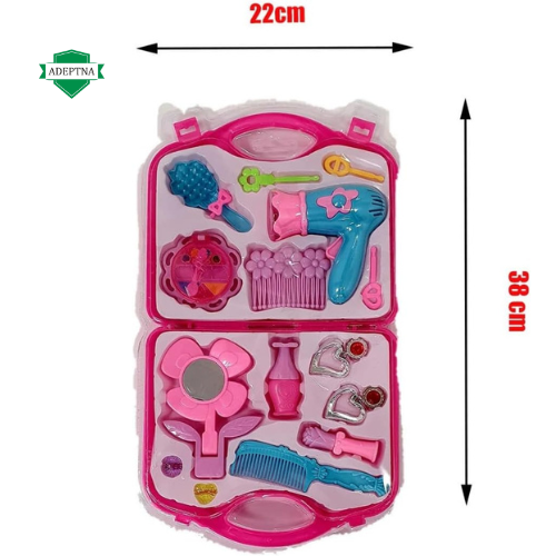 ADEPTNA 15pcs Little Girl Play Makeup Fashion Beauty Set-Pretend Salon Beauty Dress Up Toy for Kids Children and It Can Be an Ideal Xmas Birthday Gift