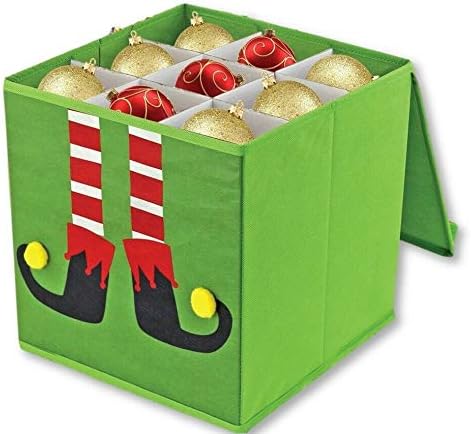 ADEPTNA Christmas Tree Bauble Decoration Storage Box – Space Saving Stylist Collapsible Design (GREEN)