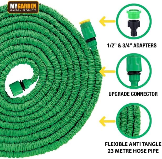 ADEPTNA Premium Flexible Garden Expandable Water Hose Pipe Includes 8 Function Spray Gun Tap Connectors Hanging Hook Carry Bag – Makes Watering Your Garden Easy and Fun (100 FEET Hose)