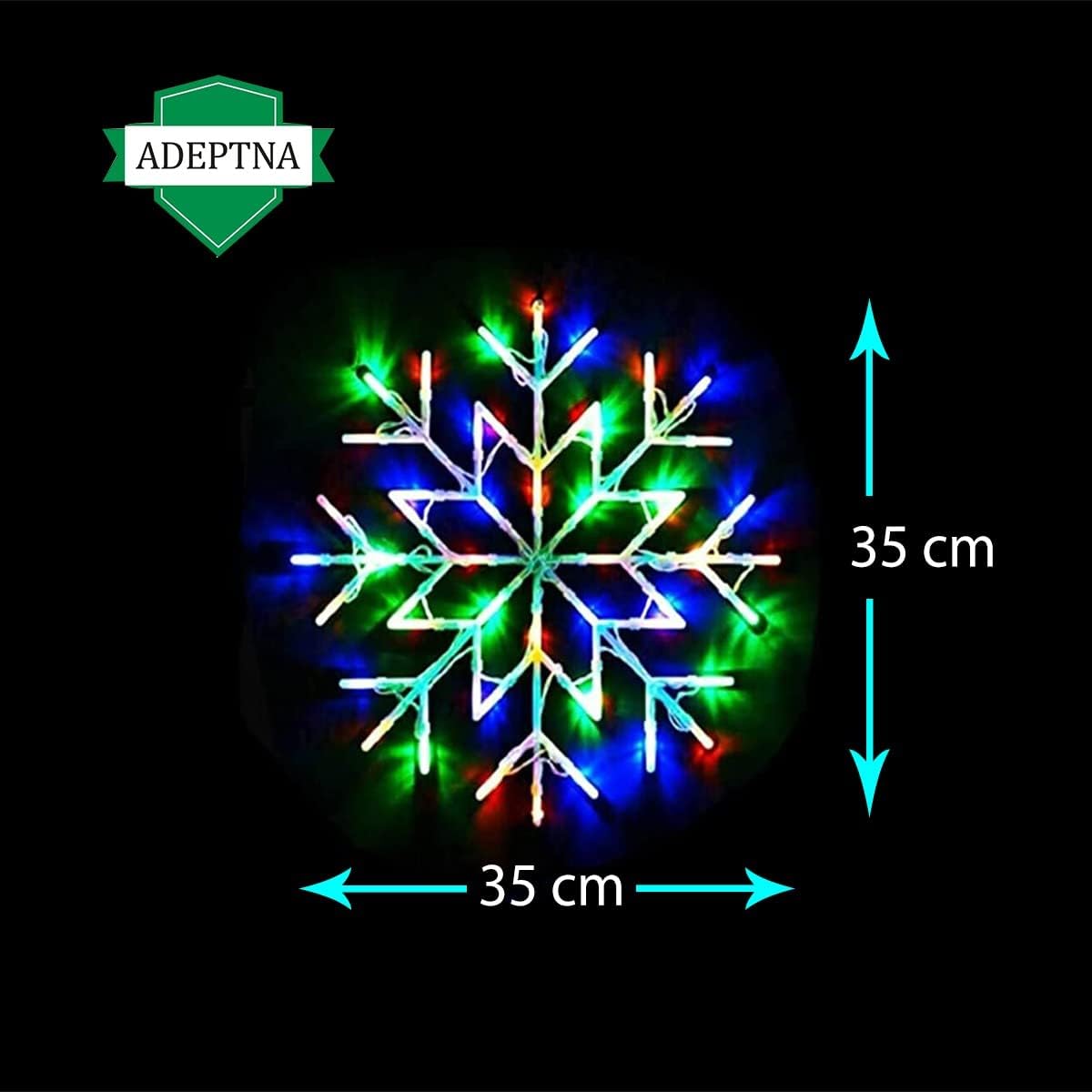 ADEPTNA 50 LED Snowflake Christmas Light - Flashing Silhouette Home Window Xmas Festive Party Decoration Lights Home Office Indoor (Multi-Colour)