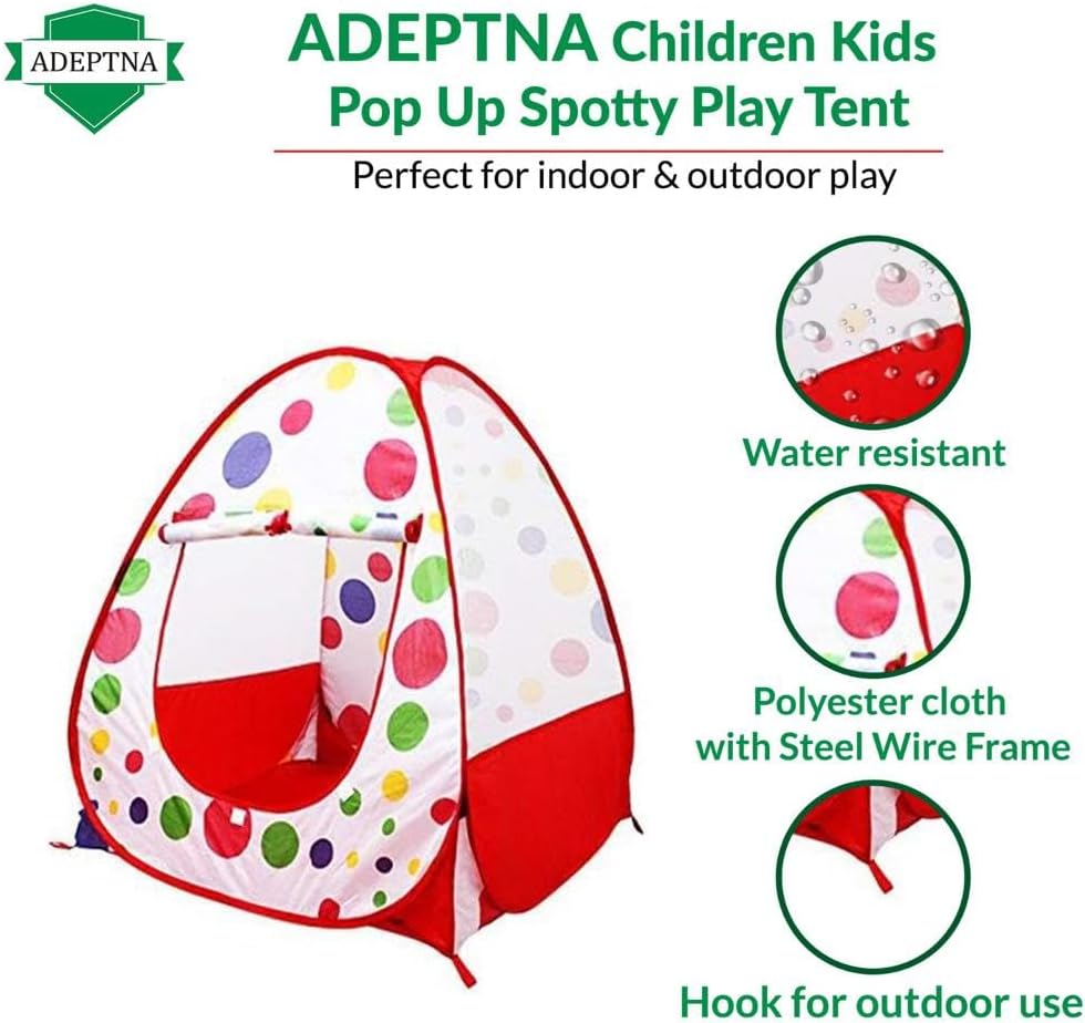 ADEPTNA Children Kids Pop UP Spotty Play Tent Fairy Girls Boys Playhouse