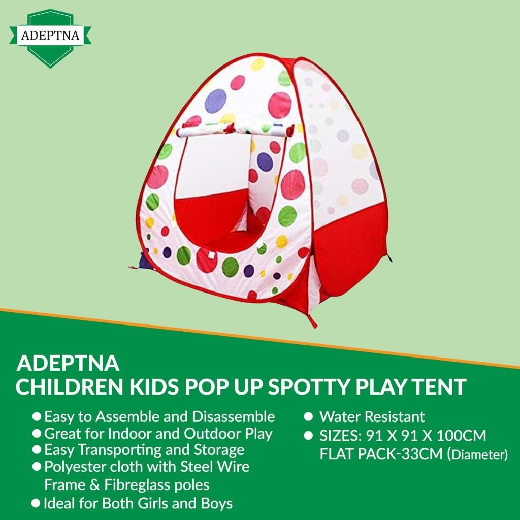 ADEPTNA Children Kids Pop UP Spotty Play Tent Fairy Girls Boys Playhouse