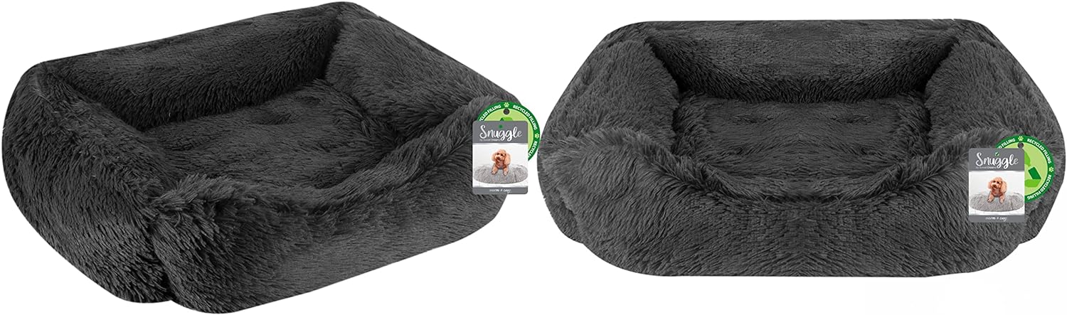 ADEPTNA Large Super Soft Calming Dog Cat Bed - Anti Anxiety Fluffy Super Soft Cosy Warm Stress Relief Snuggle Nest for Pet with Anti Slip Base (58cm x 48cm x 20cm)