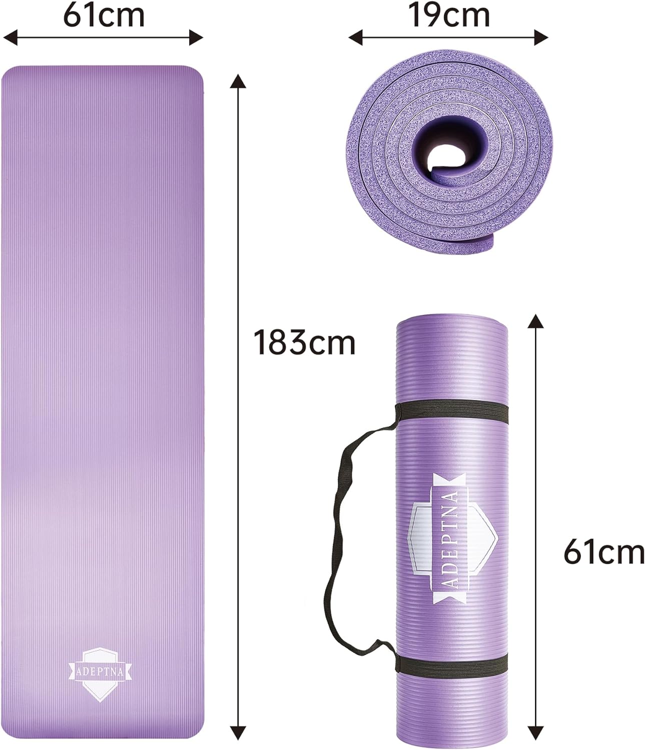 ADEPTNA Extra Thick Non-Slip Exercise Yoga Mat for Men Women Ultimate Comfort and Versatility Multi-Purpose Mat Ideal for Yoga Pilates Home Gym Exercise