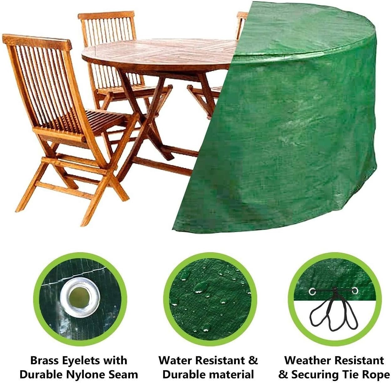 ADEPTNA Heavy Duty LARGE Round Patio Furniture Table Chairs Cover – Protects your Table and Chairs All Year Round from the Weather Dirt and Grime (140CM X 94CM)