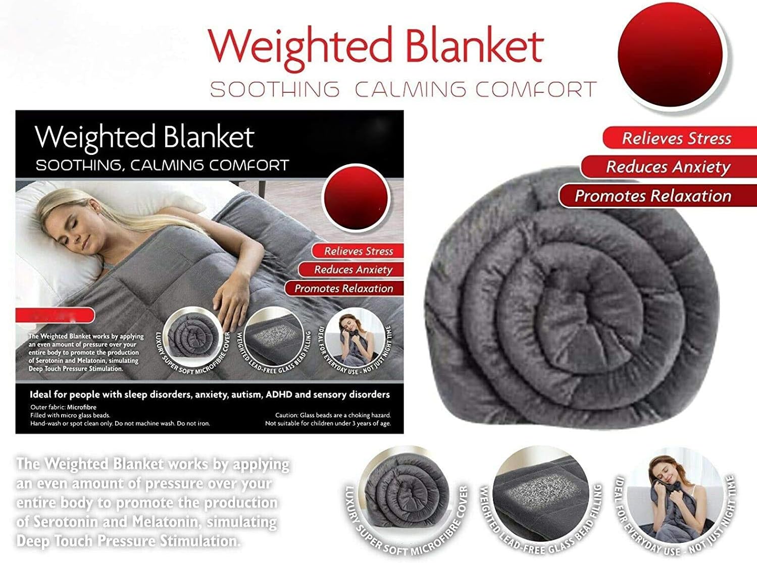 ADEPTNA Weighted blanket for sensory therapy and anxiety relief.