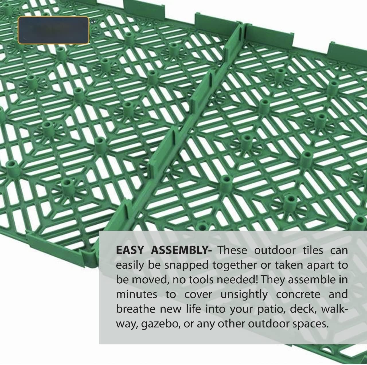 ADEPTNA Interlocking Easy Click Plastic Garden Deck Tiles Nonslip Path Floor Lawn Paving Patio – Durable non-slip Design (20 PACK GREEN)