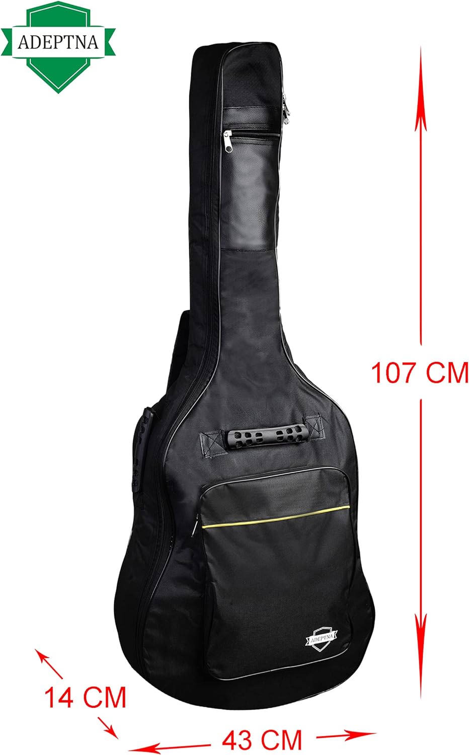 ADEPTNA Heavy Duty Full Size Padded Protective Waterproof Classical Acoustic Guitar Back Bag Carry Case-Fully Waterproof Cover, Foam Padding- Black