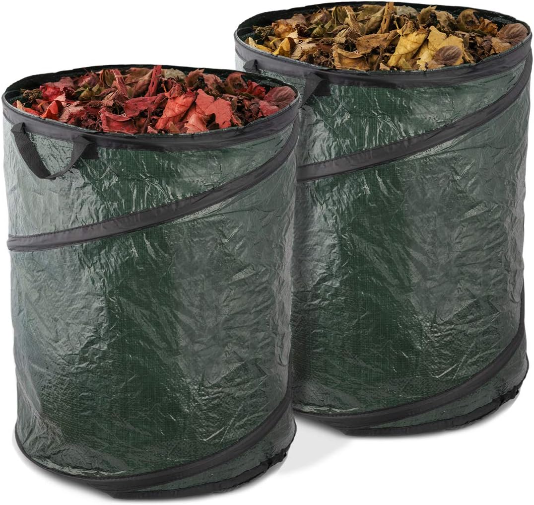 ADEPTNA 100L Heavy Duty Large Strong Pop Up Garden Waste Refuse Rubbish Bags Set of 2