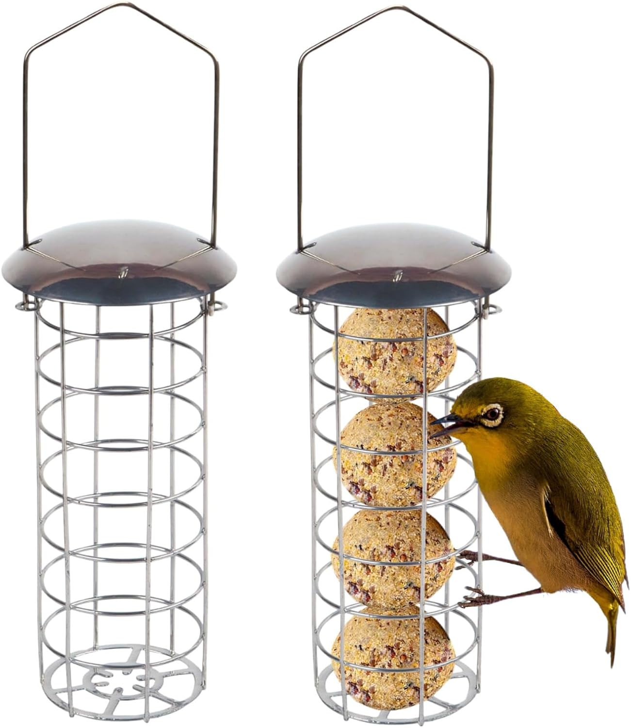 ADEPTNA Deluxe Set of 2 Garden Hanging Wild Bird Feeder Container Outdoor - Water Resistant Great for Attracting Birds (FAT BALL FEEDER)