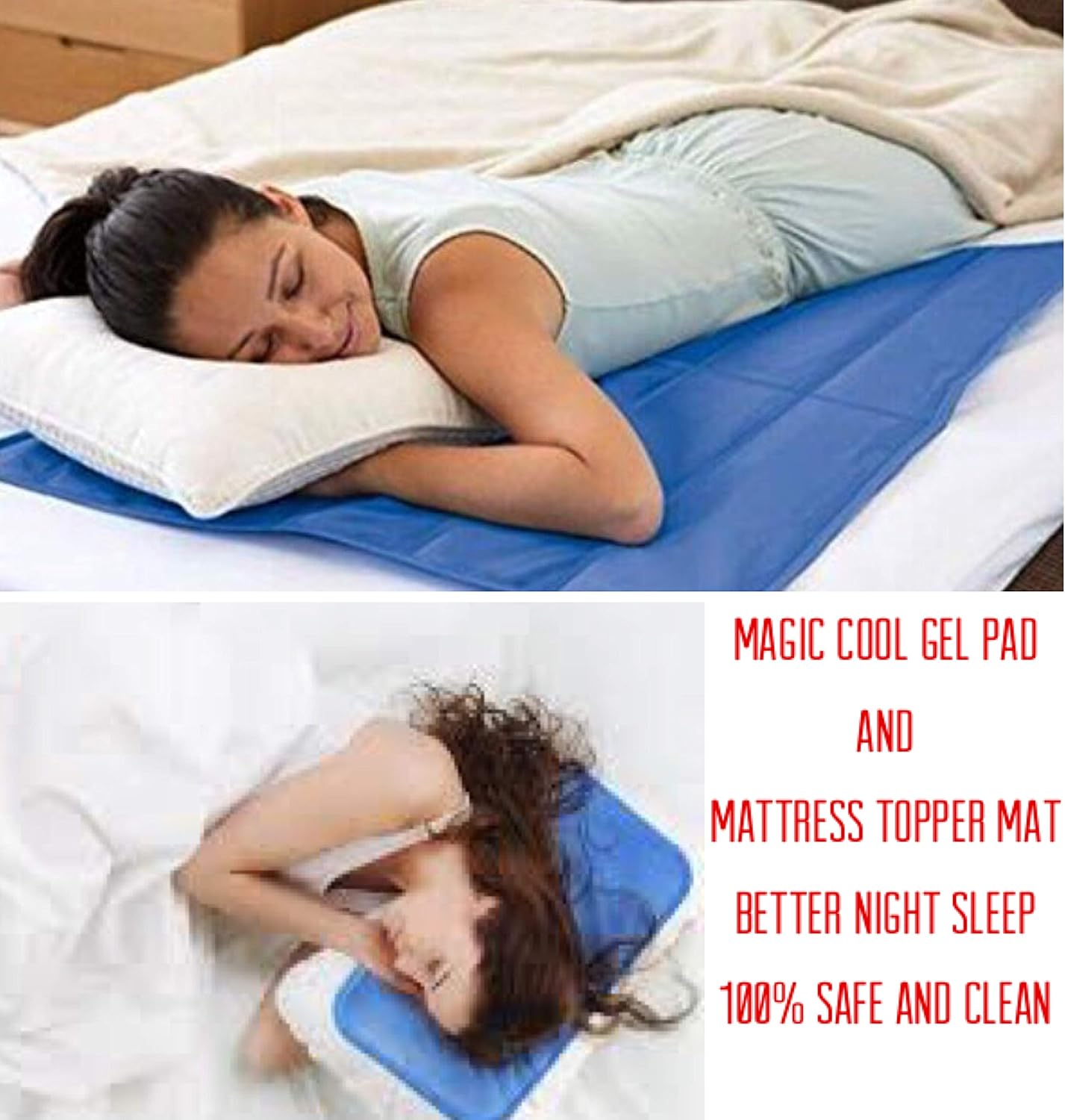 ADEPTNA MAGIC MULTI FUNCTIONAL SELF COOLING GEL PAD MATTRESS TOPPER MAT WITH COOLING GEL PILLOW - BETTER NIGHTS SLEEP - 100% SAFE AND CLEAN