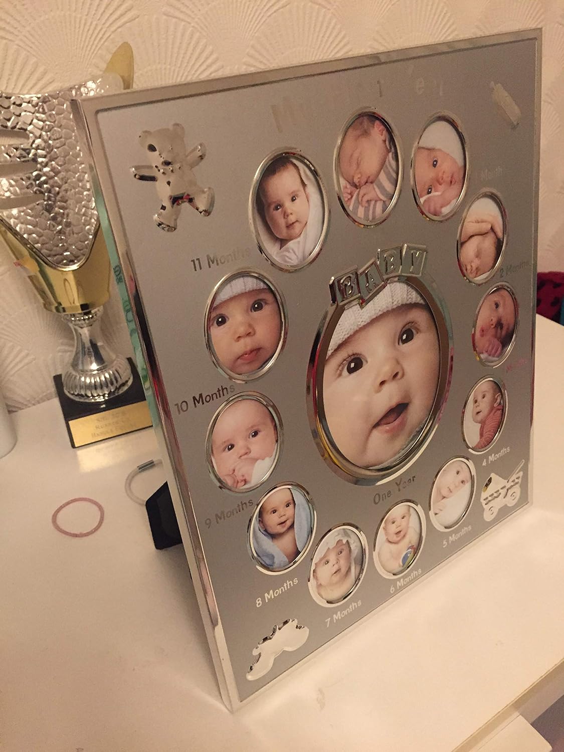 ADEPTNA My First Year Photo Frame Holds 13 Photos - Beautiful Multi-Photo Picture Frame - Cherish The Memories of Your Loved One for Life