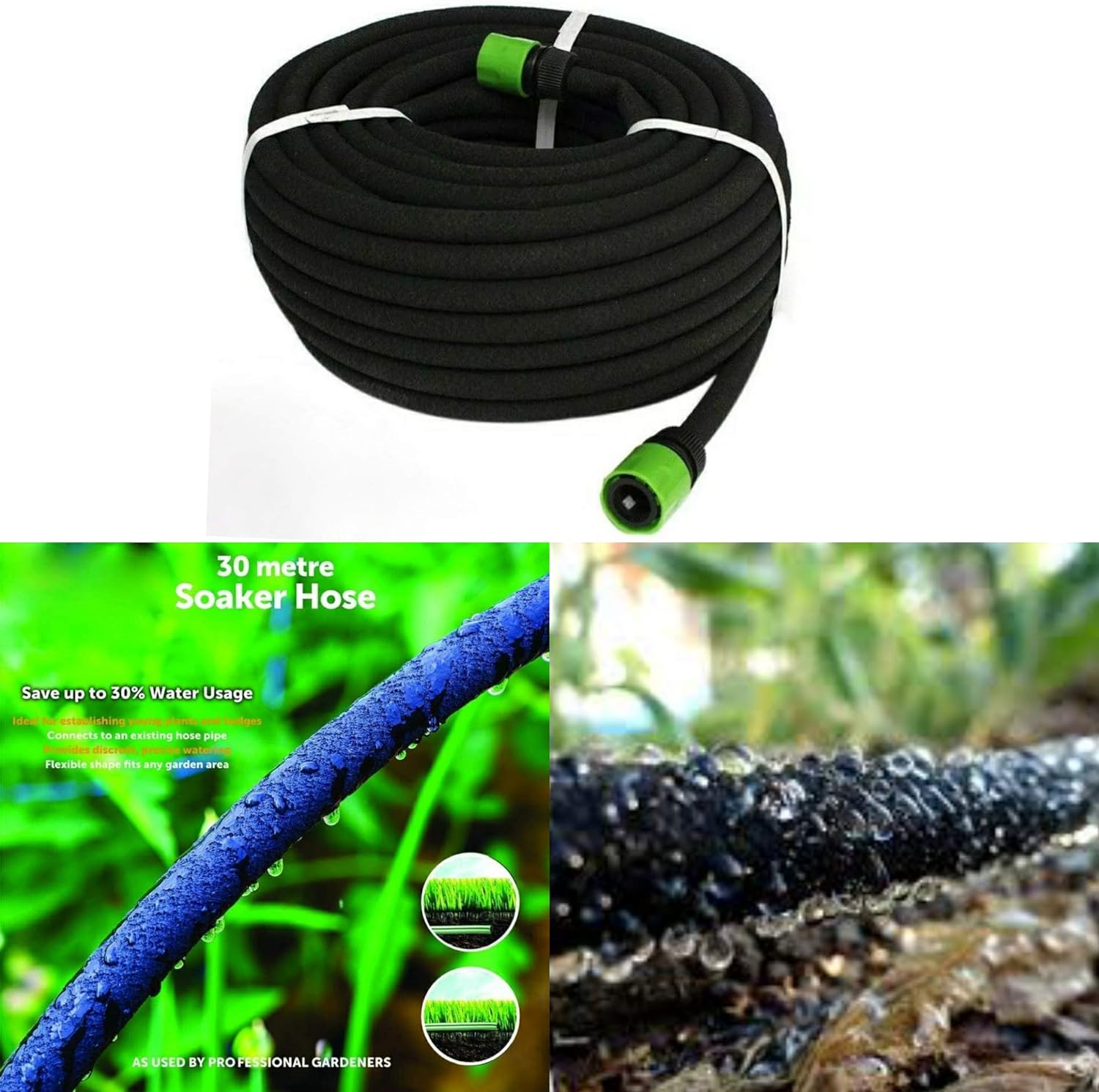 ADEPTNA 30 Metre Flexible Soaker Hose Pipe for Lawn Garden Watering Hose Irrigation Hose Watering Pipe – Fits any Garden Area