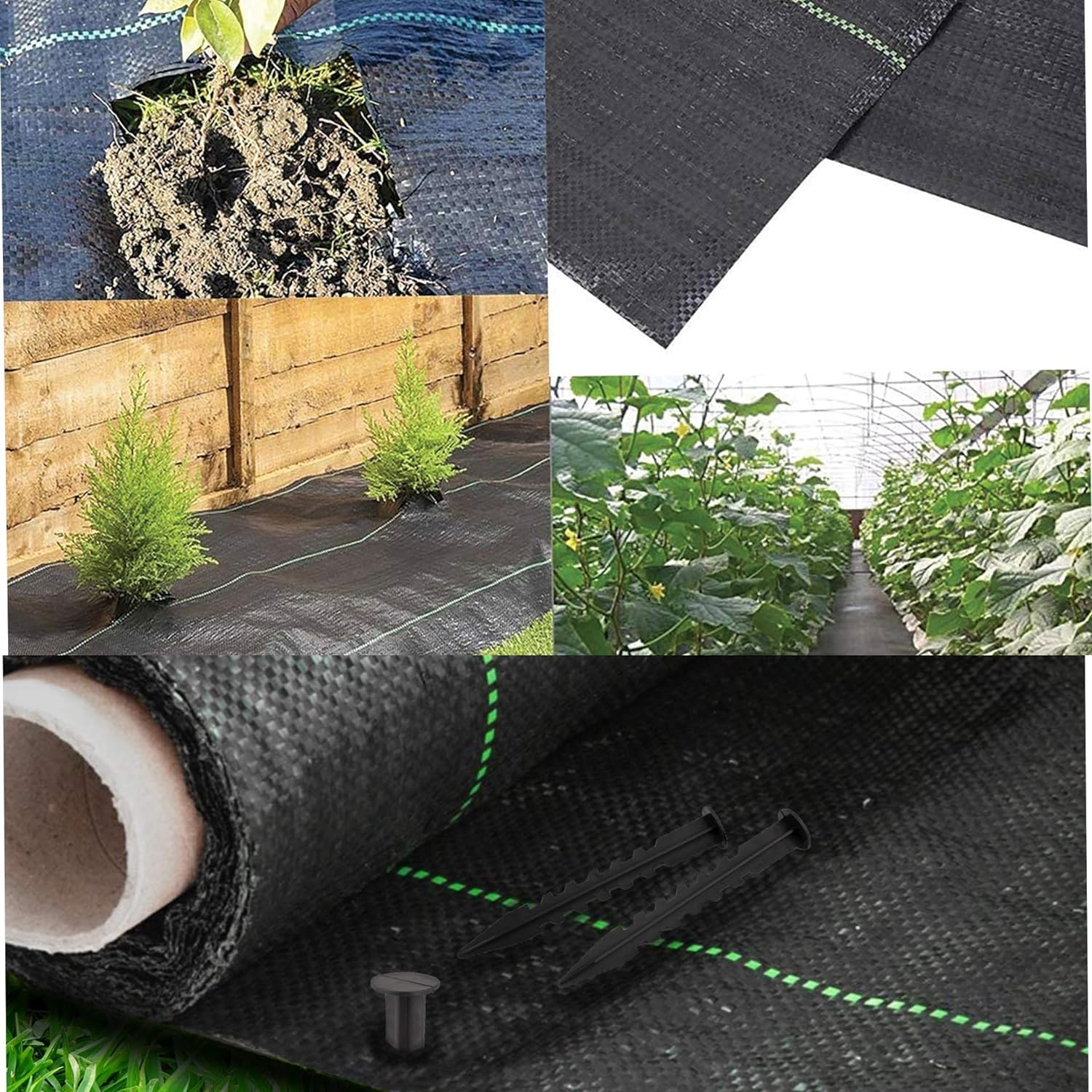 ADEPTNA Heavy Duty Garden Weed Control Fabric Membrane Made from Strong 100g/m² fabric with 50 Securing pegs - Ideal for use in Patios Garden Landscaping (2 X 10M + 50 PEGS)