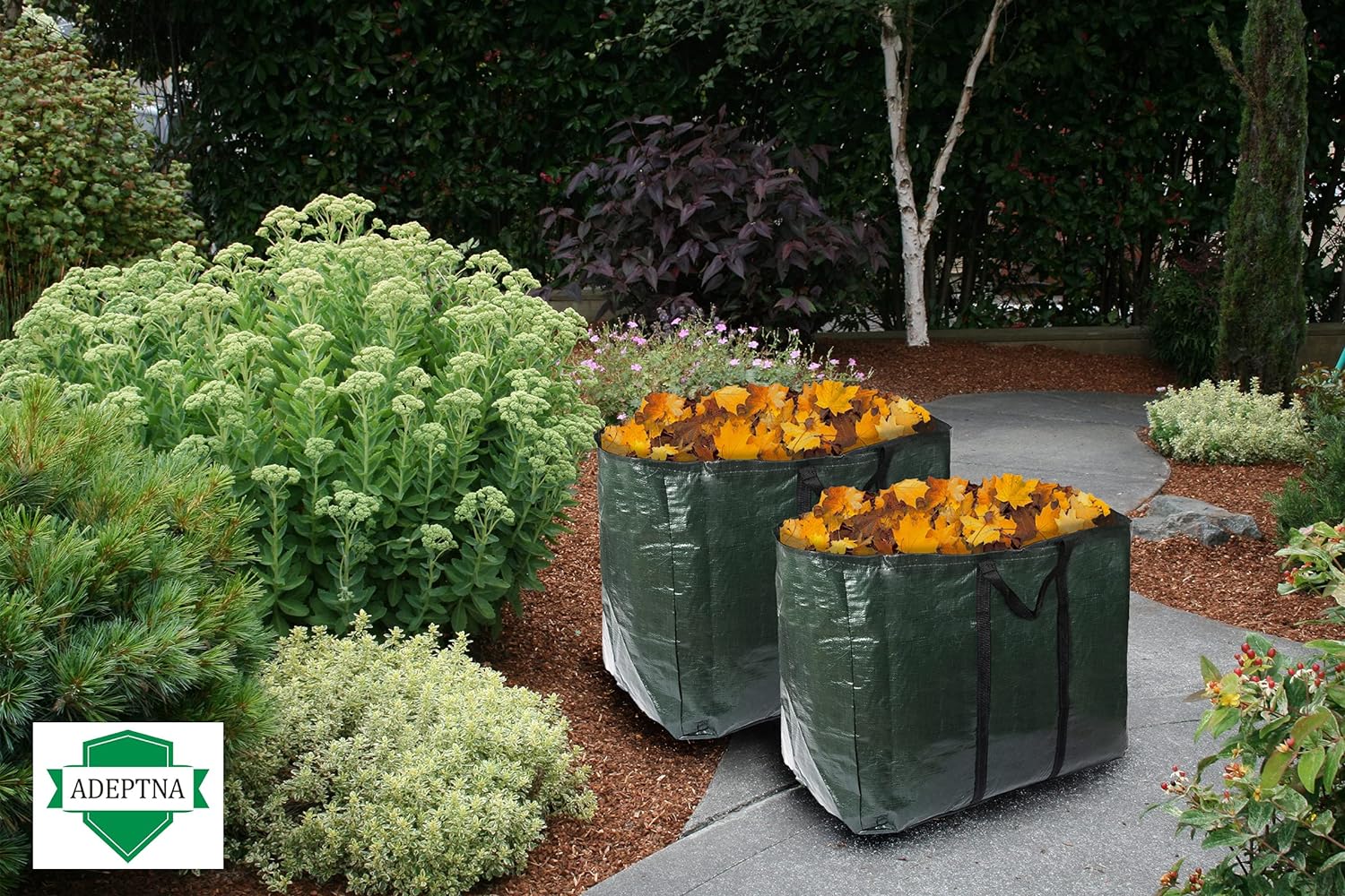ADEPTNA Set of 2 Large Heavy Duty 150 Litre Garden Bags Waste Refuse Rubbish Grass Sack Waterproof Reusable