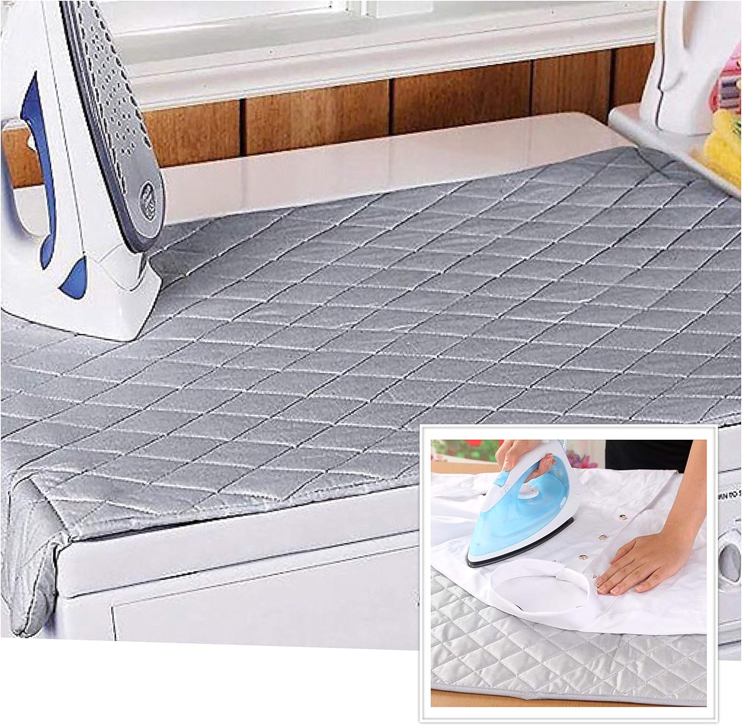 ADEPTNA Durable Anywhere Ironing Pad Mat Travel Ironing Blanket Cotton Ironing Mat Special Titanium Coating Reflects the Heat-No More Bulky Ironing Boards-Perfect for traveling or Small Apartments