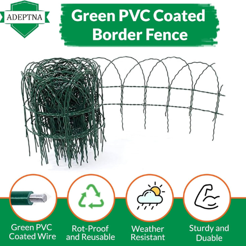 ADEPTNA 10m Garden Green PVC Coated Border Fence