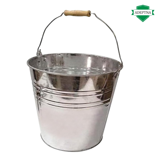 ADEPTNA Robust Galvanized Steel Bucket with Wooden Handle for Cleaning Garden Storage Hot Ash Coal Bucket Garden Waste Drink Cooler Bucket for Multipurpose (12 Liter)