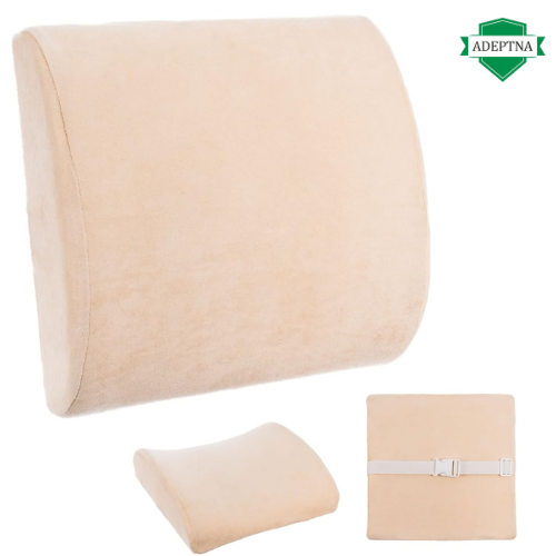 ADEPTNA Memory foam back support pillow for pain relief and comfort.