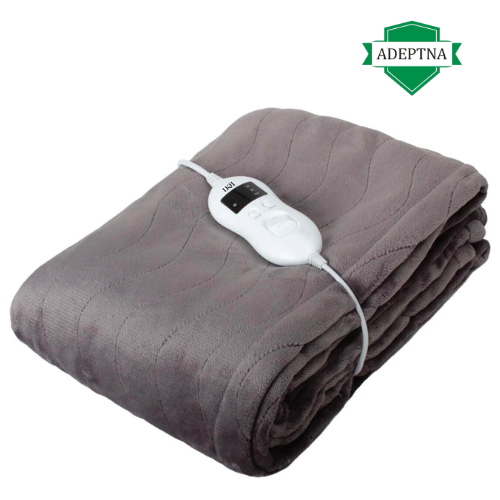 ADEPTNA Electric Blanket Heated Throw/Over Blanket With 9 Heat Settings And Timer Function-Soft And Comfortable-Overheat Protection (GREY)