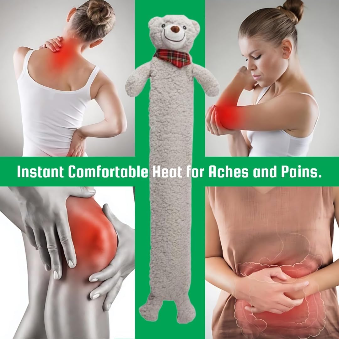 2L Extra Long Hot Water Bottle with Sherpa Animal Plush Cover