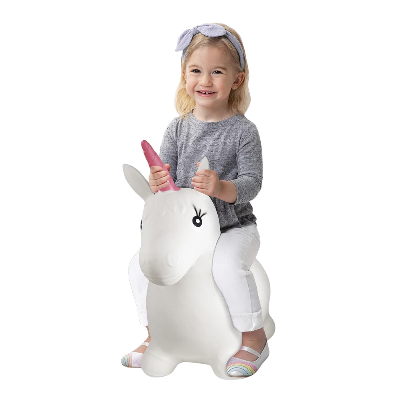 New Inflatable Unicorn Jump Bounce Space Hopper Ride-On Toy - Includes