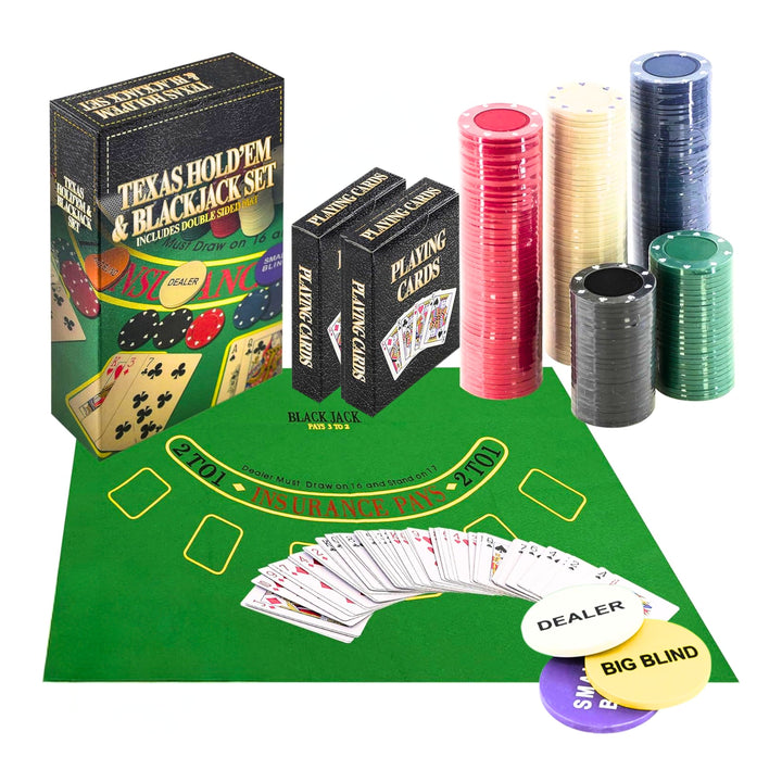 Texas Hold’em Poker & BlackJack Casino Game Set 2 in 1