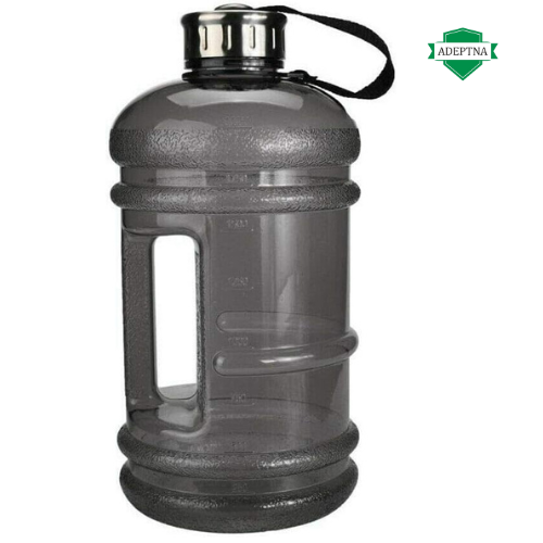 ADEPTNA Large 2.2 Litre Sports and Gym Water Bottle - BPA Free - Ideal for work and the gym (BLACK)