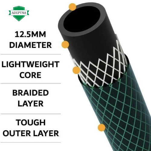 Garden Green Reinforced PVC Hose Pipe Reel Watering Hosepipe 3 Layer Hose with Nozzle and Fittings (30 Meter)