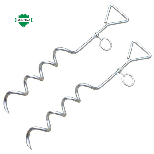 Pack of 2 Heavy Duty Dog Tie Out Ground Stake Pet Anchor Spiral Twist Camping Metal Stakes