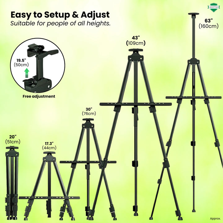 Heavy Duty Folding Artist Telescopic Easel with Carry Bag