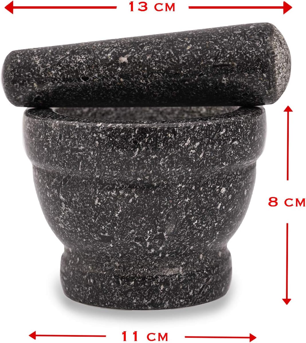 ADEPTNA Premium Solid and Durable Natural Granite Pestle and Mortar Spice Herb Seed Salt and Pepper Crusher Grinder Grinding Paste -Comfortable and Easy to use