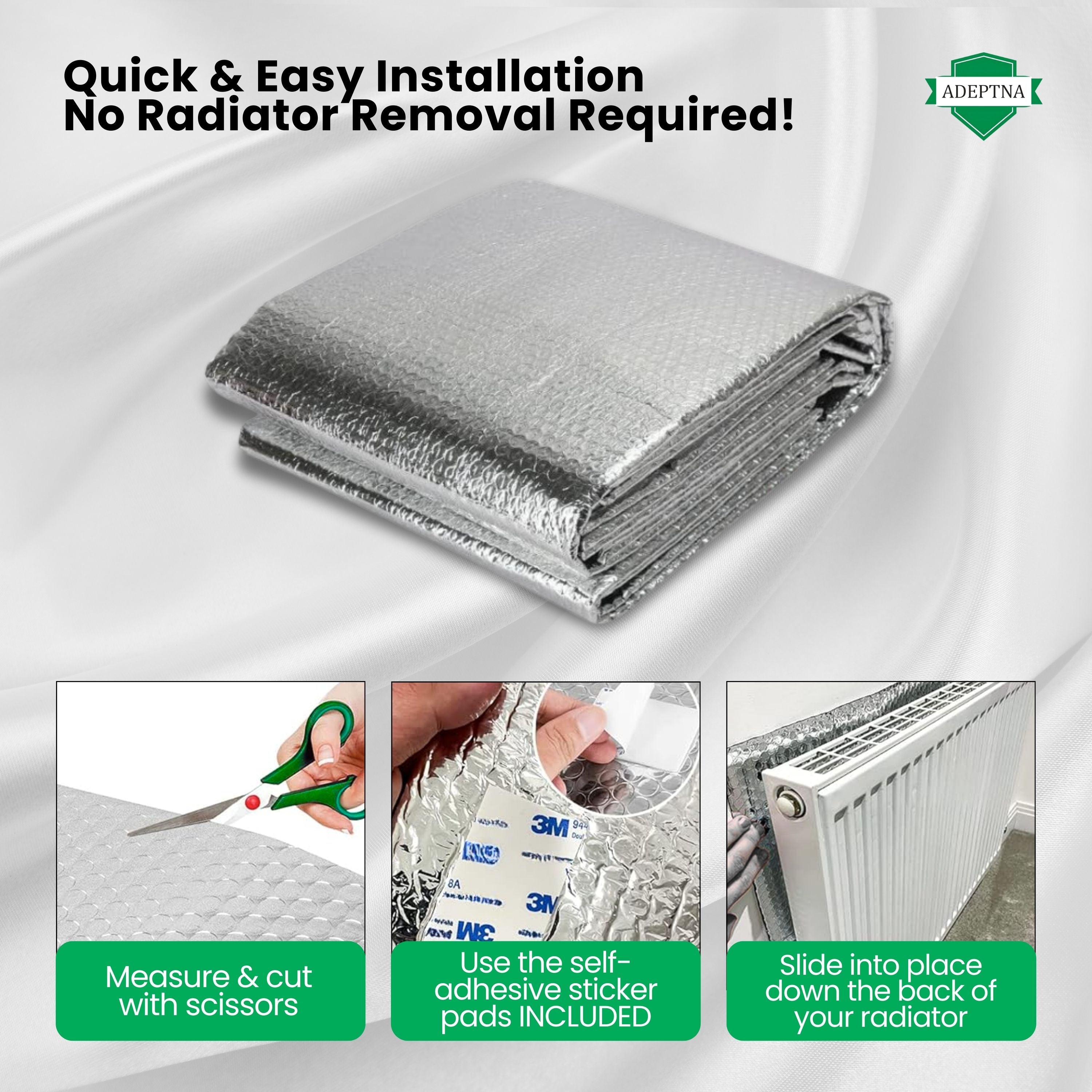 ADEPTNA Radiator Insulation Foil Sheet Heat Reflector Energy Saving Foil