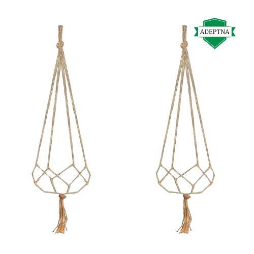 PACK OF 2 JUTE GARDEN HOME PLANT HANGER FLOWER POT HOLDER 105CM)