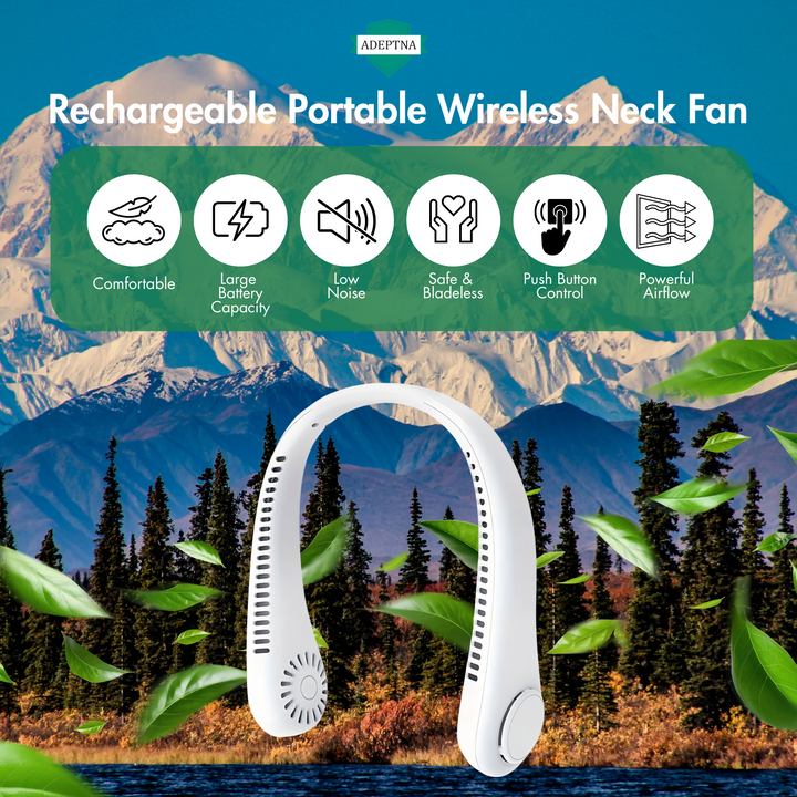 Portable Rechargeable Neck Fan: 3 Speeds Air Cooler