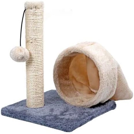 Cat Kitten Sisal Design Scratching Post with Tunnel and Plush ball –