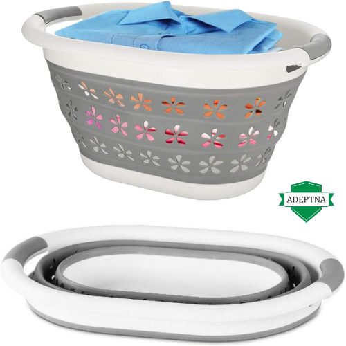 NEW DURABLE COLLAPSIBLE COMPACT POP UP WASHING BASKET HOUSE  SIZE 50CM X 37.5CM X 27CM